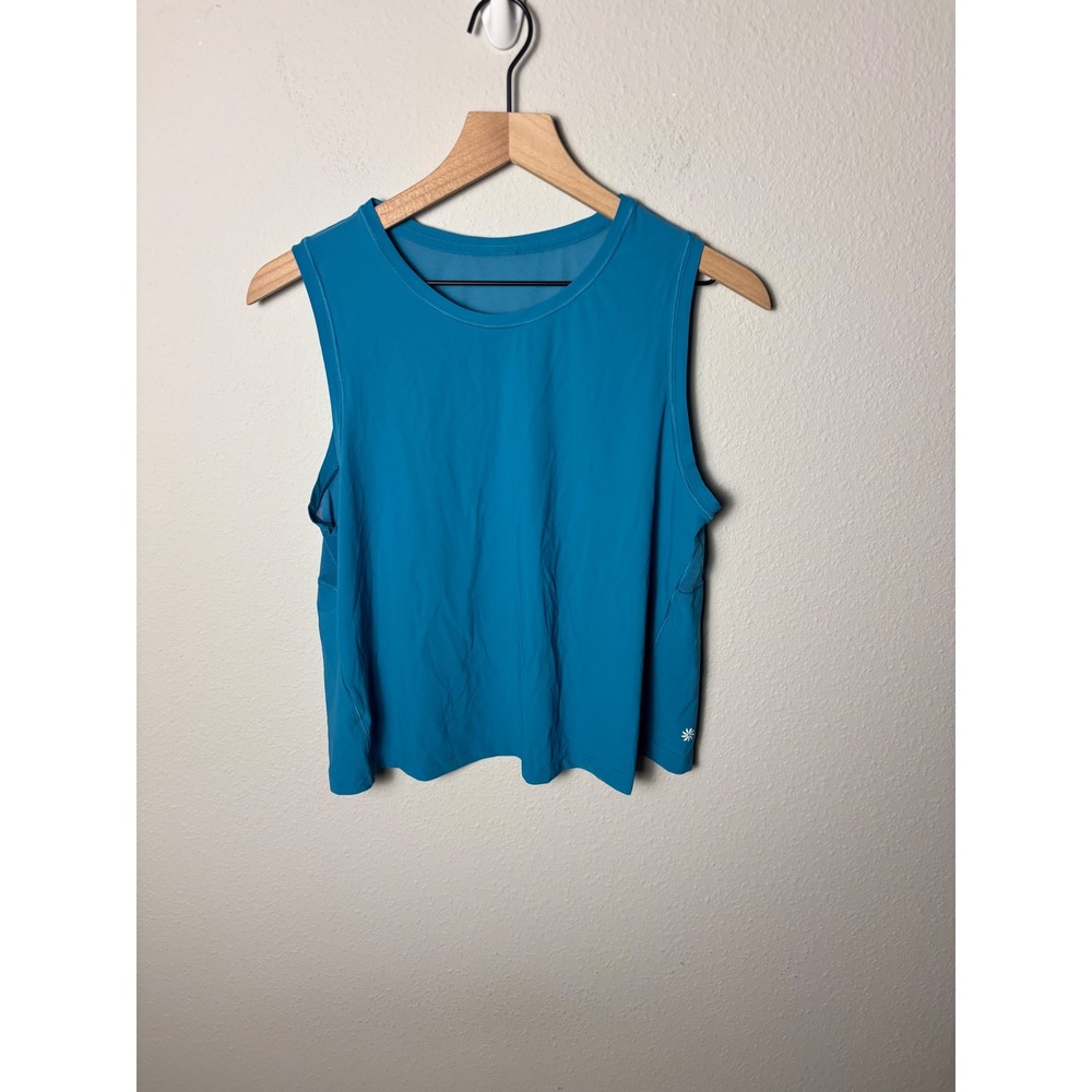 ☀️Athleta Ultimate Muscle Tank Pacific Blue Mesh Back Activewear Top Size M